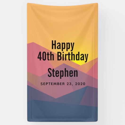 Rustige bergen Geometrische minimalistische feestd Spandoek (Verticaal)