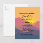 Rustige bergen Geometrische minimalistische feestd Uitnodiging Briefkaart (Voorkant / Achterkant)