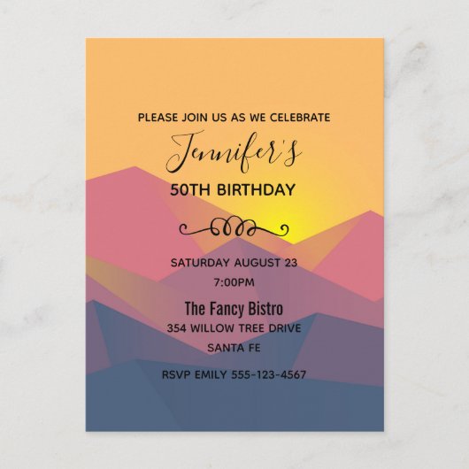 Rustige bergen Geometrische minimalistische feestd Uitnodiging Briefkaart (Voorkant)