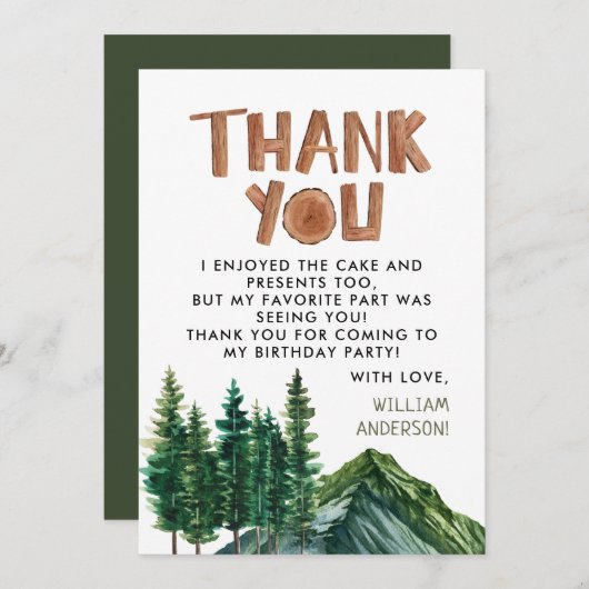 Rustige Bergen Kinder Verjaardag Bedankt (Voorkant / Achterkant)