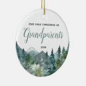 Rustige bergen onze eerste kerstgrootouders keramisch ornament (Rechts)