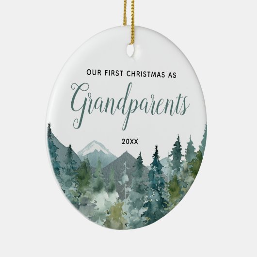 Rustige bergen onze eerste kerstgrootouders keramisch ornament (Rechts)