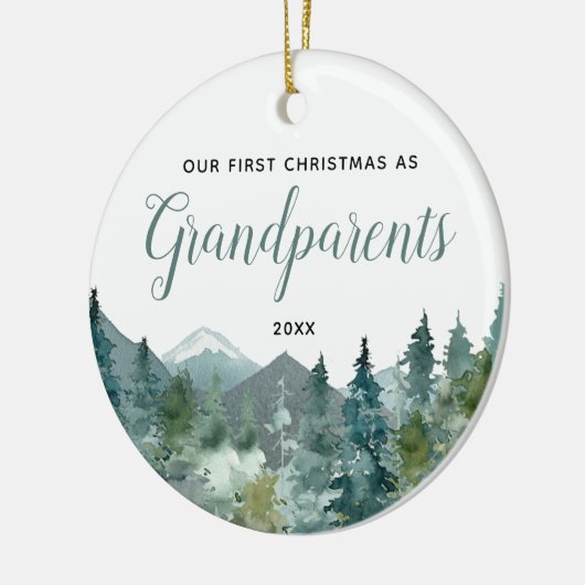 Rustige bergen onze eerste kerstgrootouders keramisch ornament (Links)