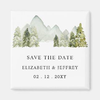 Rustige bergen pine sparen de Datum Magnet