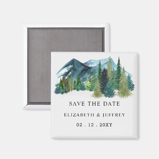 Rustige bergen pine sparen de Datum Magnet (Voorkant / Achterkant)