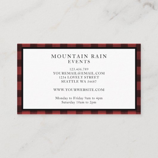 Rustige bergen, rood, zwart, geplakt visitekaartje (Achterkant)