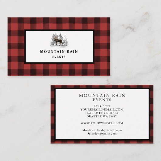 Rustige bergen, rood, zwart, geplakt visitekaartje (Voorkant / Achterkant)