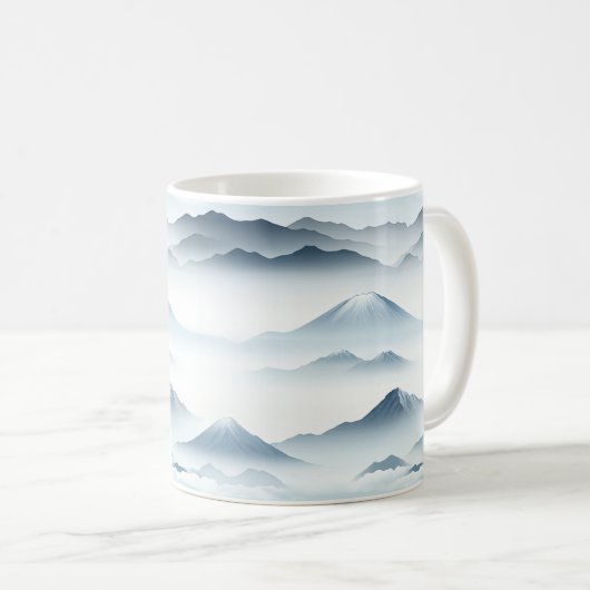 Rustige Bergen Sneeuw Blauw Witte Scene Koffiemok (Voorkant rechts)