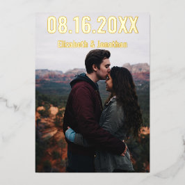 Rustige bergen sparen de datum folie uitnodiging