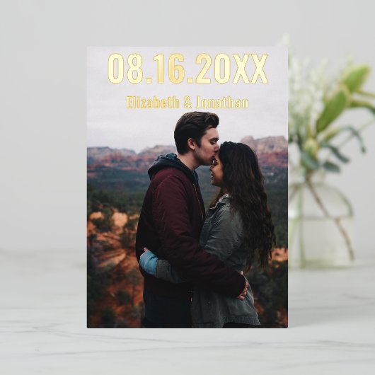 Rustige bergen sparen de datum folie uitnodiging (Staand Voorkant)