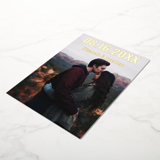 Rustige bergen sparen de datum folie uitnodiging (Gedraaid)