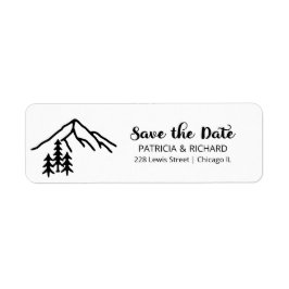 Rustige bergen trouwkaart save the date label