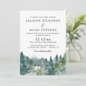 Rustige bergen waterverf bruiloft kaart (Staand voorkant)