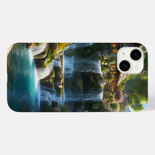 Rustige berghut watervallen bloemen Case-Mate iPhone case (Achterkant (horizontaal))