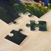 Rustige berghut watervallen bloemen legpuzzel (Zijkant)