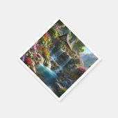 Rustige berghut watervallen bloemen servet (Hoek)