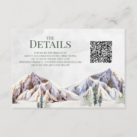 Rustige Berghuwelijk QR-code Details Insteekkaart Informatiekaartje (Voorkant)