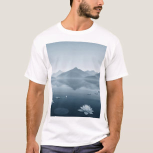 Rustige bergmeren met waterlelies t-shirt