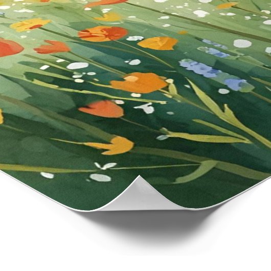 Rustige bergweide - Waterverf Natuur Muur Poster (Hoek)