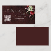 Rustige Berichten QR-code RSVP Weddenschap Website Informatiekaartje (Voorkant / Achterkant)