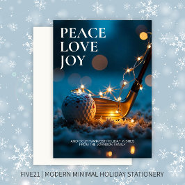 Rustige Besneeuwde Nacht Golf Kerstmis Feestdagenkaart