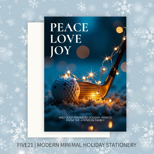 Rustige Besneeuwde Nacht Golf Kerstmis Feestdagenkaart