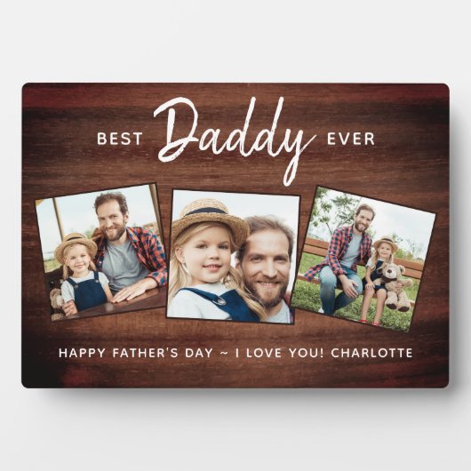 Rustige, beste DADDY, ooit aangepast 3 Foto-Vaderd Fotoplaat (voorkant)