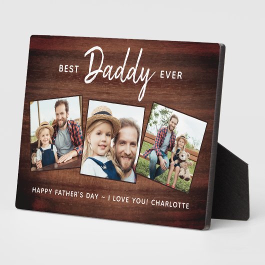 Rustige, beste DADDY, ooit aangepast 3 Foto-Vaderd Fotoplaat (Zijkant)