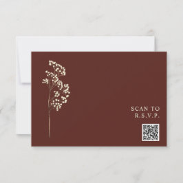 Rustige biet Rood Gypsophila QR Code Weddenschap RSVP Kaartje
