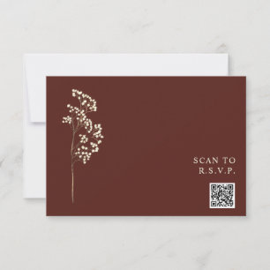 Rustige biet Rood Gypsophila QR Code Weddenschap RSVP Kaartje