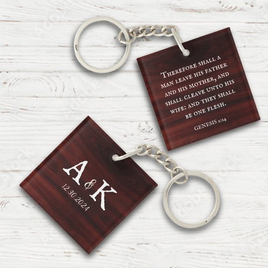 Rustige Bijbeltekst Koppels Monogram Sleutelhanger