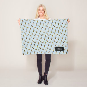 Rustige bijenbaby-knuppel met aangepaste naam fleece deken