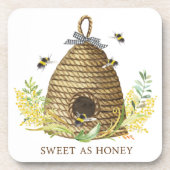 Rustige bijenkooi zoet als honingdienblad bier onderzetter (Voorkant)
