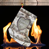 Rustige Birch Bark Wood Carved Heart Aspen Tree Kleine Kerstsok