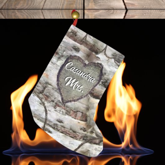 Rustige Birch Bark Wood Carved Heart Aspen Tree Kleine Kerstsok