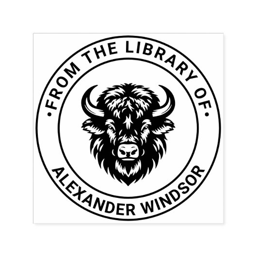 Rustige Bizonkop #1 Bibliotheek Boeknaam Zelfinktende Stempel (Design)