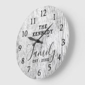 Rustige Black and White Wood Family Name Farmhouse Grote Klok (Hoek)