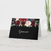 Rustige Black Botanical Folded Wedding Gracias Kaa Bedankkaart (Voorkant)