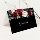 Rustige Black Botanical Folded Wedding Gracias Kaa Bedankkaart