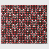Rustige Black Buffalo Check Pset White Geo Fox Cadeaupapier (Vlak)