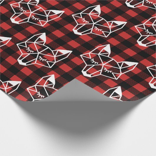 Rustige Black Buffalo Check Pset White Geo Fox Cadeaupapier (Hoek)