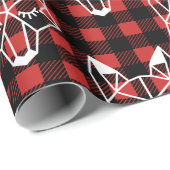 Rustige Black Buffalo Check Pset White Geo Fox Cadeaupapier (Rol Hoek)