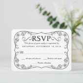 Rustige Black Burlap RSVP Wedding Reply Cards Kaartje (Staand voorkant)