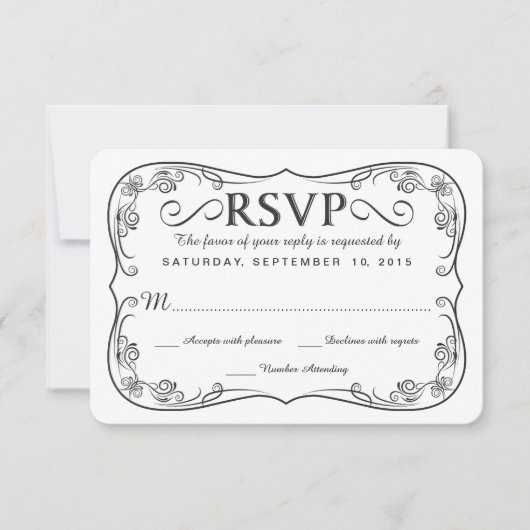 Rustige Black Burlap RSVP Wedding Reply Cards Kaartje (Voorkant)