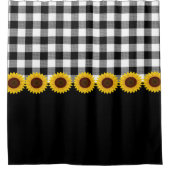 Rustige Black en White Plaids Sunflower Pattern Sh Douchegordijn (Voorkant)