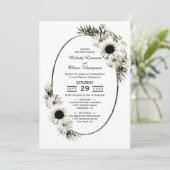 Rustige Black en White Sunflower Floral Wedding Kaart (Staand voorkant)