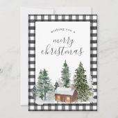 Rustige Black White Buffalo met kerstmis geplakt Feestdagenkaart (Voorkant)