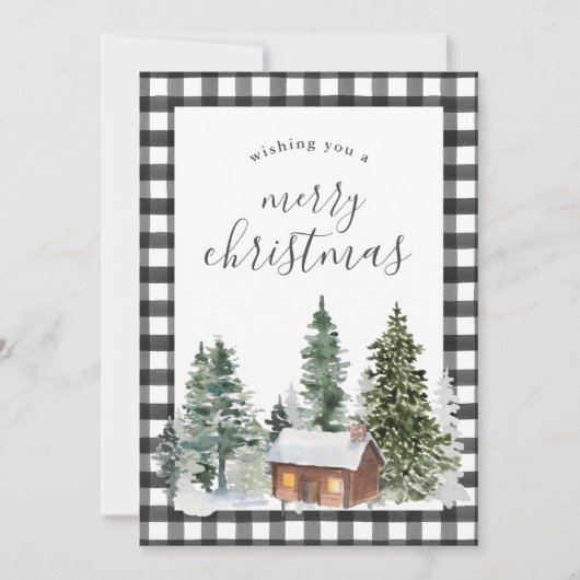 Rustige Black White Buffalo met kerstmis geplakt Feestdagenkaart (Voorkant)