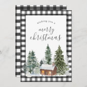 Rustige Black White Buffalo met kerstmis geplakt Feestdagenkaart (Voorkant / Achterkant)