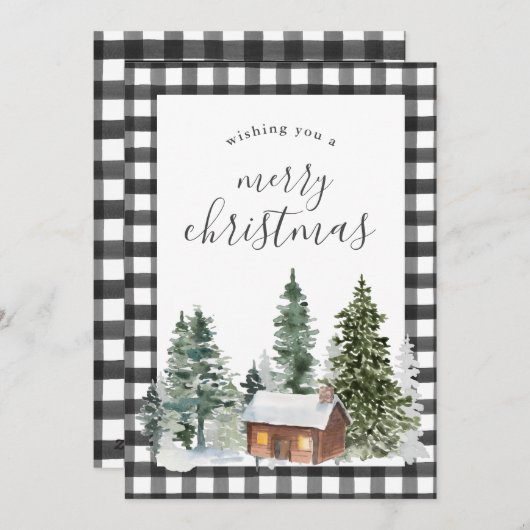 Rustige Black White Buffalo met kerstmis geplakt Feestdagenkaart (Voorkant / Achterkant)